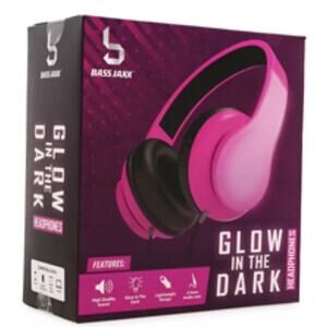 Bass Jaxx 💖Glow In‎ the Dark Lightweight Headphones ~Wired ~PINK ~NEW